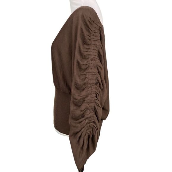 Designer M Missoni cashmere silk deep v brown soft sweater ruched tie sleeve - Picture 12 of 13